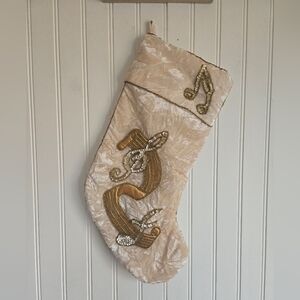 Vintage Musical Note Crushed Velvet And Beaded Christmas Stocking